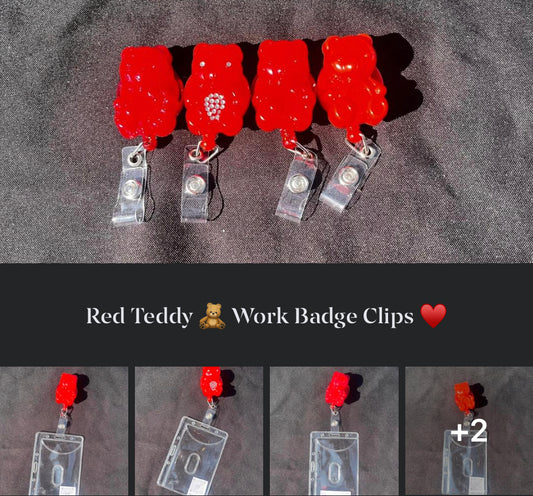 Red Teddy 🧸 Bear Work Badges ♥️